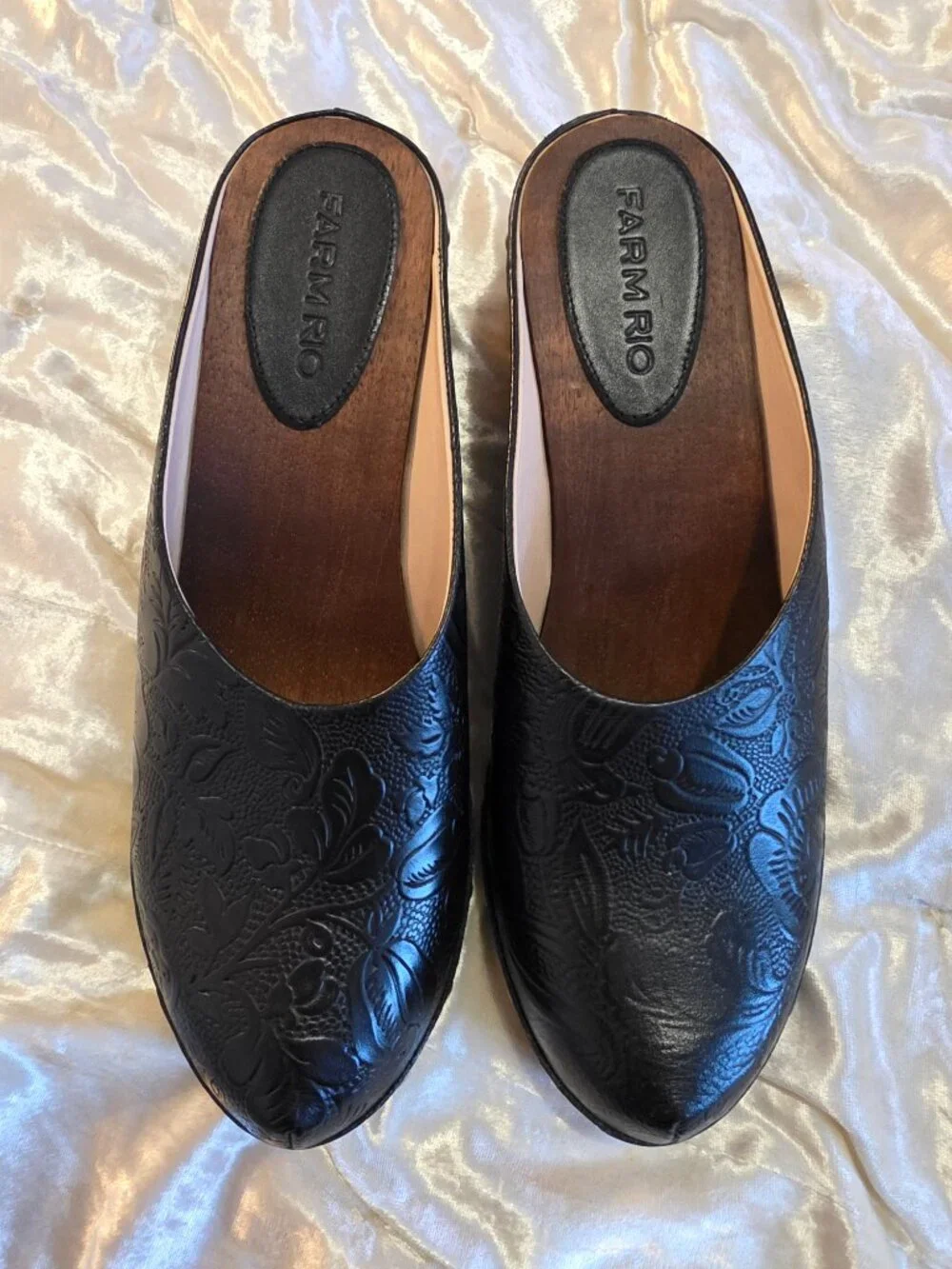 Black Embossed Wedge Clog - Picture 5 of 6